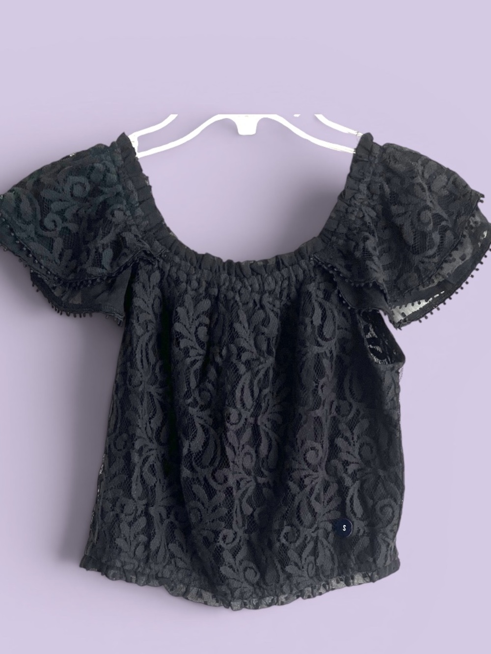 Abercrombie & Fitch Black Lace Flutter Sleeve Blouse Size Small NWOT
